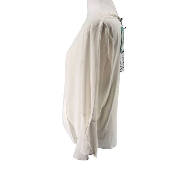 NWT 41 Hawthorn White Wrap Front Blouse With Keyhole Back Women's Size M Summer - Picture 5 of 13